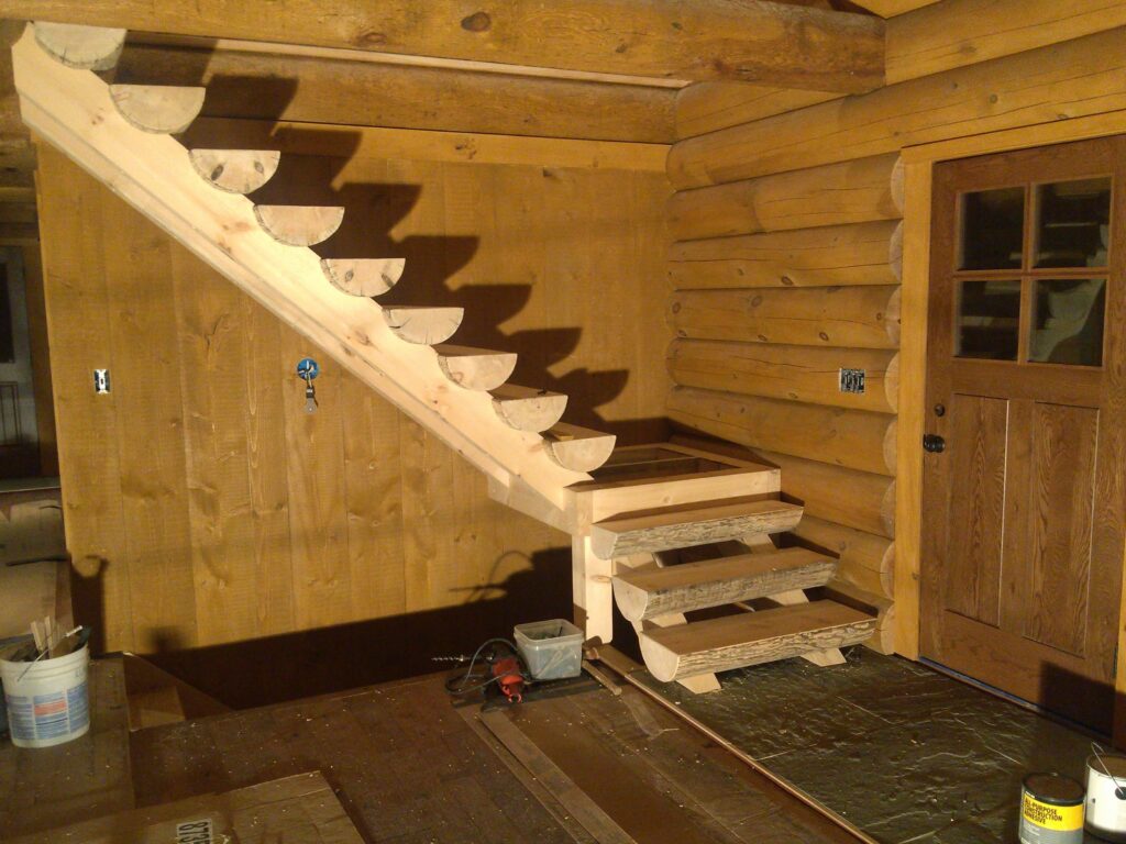 Round Log Timbered Stairs